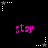 Black background with pink 'star' text and white/grey star icons with dotted trails in a pattern