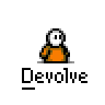 A 3x3 grid of pixel art frames showing a cartoon character in an orange outfit with white face, transitioning from standing to crouching and holding a stick-like object across nine animated states.
