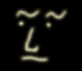A sequence of four animated facial expressions with light-colored lines on a black background, showing variations in eyebrows and mouth shapes.