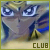 Pixelated icon with blue and white spiral eyes, brown body, yellow accents, green border, and 'CLUB' text at bottom right.