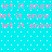 Pixelated cyan background with repeating pink text 'let it snow' and white dot pattern, no visible motion or animation changes.