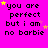 identical pixelated text blocks on a bright pink background, each containing the phrase "you are perfect but i am no barbie" with scattered yellow and pink stars