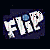 Pixelated white text 'FLIP' on dark blue background with small blue circular element, side-by-side with red mushroom with white spots on blue background.