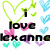 Pixelated icon with 'I love lekann' text, green heart outline, and multiple colored hearts on white background.