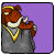 A 4-frame animated contact sheet showing a cartoon elephant character with brown skin, white tusks, and gold jewelry against a purple background, displaying sequential text changes from 'Z' to 'ZA' to 'ZAP'.