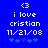 Blue background with white pixelated text reading 'i love cristian 11/21/08' and a of blue star-like symbols below, showing two animation frames where the star symbols shift position