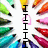 Colorful pencil radiating from center with text 'I', 'LOVE', and 'YOU' in vertical and horizontal arrangements.
