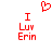 Red pixelated text 'I Luv Erin' appears twice on a white background with a red heart symbol above the left instance.