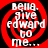 Red and black spiral design with white text reading "Bella. Give Edward to me..." in four identical