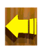 Yellow left-pointing arrow on brown wooden background with shadow, transitioning to gold arrow on dark brown background, then to brown arrow on white background.