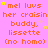 A static image with a bright pink background displays repeated orange text reading "mel luvs her craisin buddy, lisette (no homo)" with scattered yellow stars.