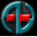 Animated contact sheet of a blue circular logo with red elements rotating through multiple frames, displaying various Chinese text labels in yellow above the icon.