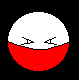 A circular icon with red and white halves shows a face with closed eyes and a small mouth, transitioning through various states of a red crescent shape on its left side.