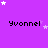 Purple background with white stars and repeated 'Yvonnell' text in pixelated font across three