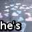 Animated icon with heart-patterned background and changing text reading 'he's got me so protiz' across frames.