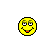 A contact sheet of 10 animated frames showing a yellow smiley face icon with varying expressions and sweat drops against a gray background.