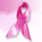A four-quadrant image with a pink breast cancer awareness ribbon in the top-left, red text on pink backgrounds in the top-right and bottom-left, and a gray bottom-right quadrant.