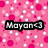 Pixelated pink background with white and pink circles, black rectangular text box with 'Mayon' and a heart symbol in white pixelated font.