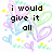 Pixelated text reads 'i would give it all to never let you fall cuz you know we're inseperable' over pastel hearts and yellow dots on white background.