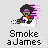 Pixelated character with afro hair and purple headband plays white electric guitar, surrounded by colored motion trails on gray background.