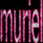 Pixelated pink and white text logo with vertical stripes on black background, displayed as two frames in a contact sheet layout.