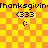 Yellow and orange checkered background with repeated 'thanksgiving' text and '<333 :(' emoticons in black pixelated font.