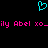 A static pixel art image with a cyan heart symbol above pink text reading 'ily Abel xo_ily Abel xo_' on black background.