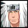 Six- of an anime character with white hair, a metal headband marked with 油, and red tear-like marks under both eyes