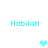 Pixelated cyan text 'Nabilah' appears in four corners with a central heart that changes from solid to outline form.
