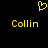 Yellow pixelated heart symbol above two instances of the name 'Collin' in yellow text on a black background.