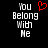 Pixelated text 'You Belong With Me' in white on black background with red heart symbol above 'You' in left view.