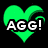 Two green heart-shaped icons with text overlays; left shows 'AGG!' in white, right shows 'sigh' in pink on black background.