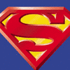 A red and yellow Superman shield logo on a blue background with red text reading "Will You Be My Superman? <3" on a solid blue