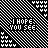 A pixelated graphic with diagonal striped patterns in black, white, and blue, featuring repeated text "I HOPE YOU SEE" across multiple sections.