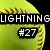 Pixelated green icon with black text reading LIGHTNING and #27, featuring red accents on a dark background.