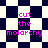 Pixelated text 'cut the molarchy' in bright pink on a black-and-white checkered background with diamond-shaped