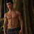 A pixelated image of a shirtless man with dark hair standing in a dimly lit background, with a close-up of his face and another view of his upper body.