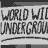 A black-and-white animated contact sheet of 16 frames showing people holding signs that read "WORLD WIDE UNDERGROUND" in a repeating pattern across the grid.