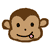 Pixelated monkey head with brown fur, black eyes, and pink tongue sticking out; yellow bananas appear in various positions around the head across frames.