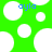 Green background with white circles and blue text 'ayla' in pixelated font.