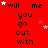 Red background with black text reading "will you go out with me" repeated in a , white and pink stars scattered throughout, gray rectangle in bottom-right corner