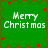 Green background with red star-like shapes and white text reading 'Merry Christmas' in four quadrants.