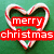 A static icon features a heart-shaped candy cane outline with red and white stripes on a green background, overlaid with two red text bars reading "merry" and "christmas" in white lowercase letters.
