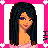 Animated contact sheet of a pixel-art character with long black hair, pink top, and blue shorts in various poses including full-body, close-up, and text frames.