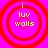 Four identical circular icons with red concentric rings on a bright pink background, each displaying yellow text "i luv walls" in pixelated font.