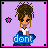 A 4x4 grid of pixel art frames showing a cartoon character with brown hair in a bun holding blue text boxes against a purple background, each frame displaying different words to form the phrase "don't waste your time on me already the voice inside my head miss you".