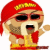 Pixelated character with light brown skin wears red headscarf, yellow band, and red-and-yellow outfit; mouth open in shout gesture.