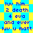 Blue text on yellow and cyan pixelated background with repeated phrases 'luv him...', '2 death', '4 eva', 'and ever', 'luv u matt' in two side-by-side