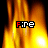 Pixelated fire animation with red text reading 'I'm a Fire Hazard' on black background, featuring the word 'Fire' in stylized letters over flames.