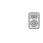 Pixelated gray music player icon with circular control, surrounded by evolving text phrases in light gray and black.